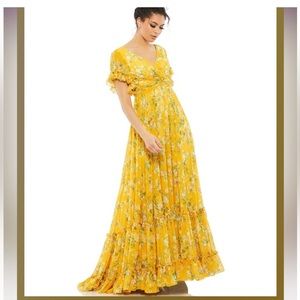 Mac Duggal Flounce Sleeve Floral Maxi Dress